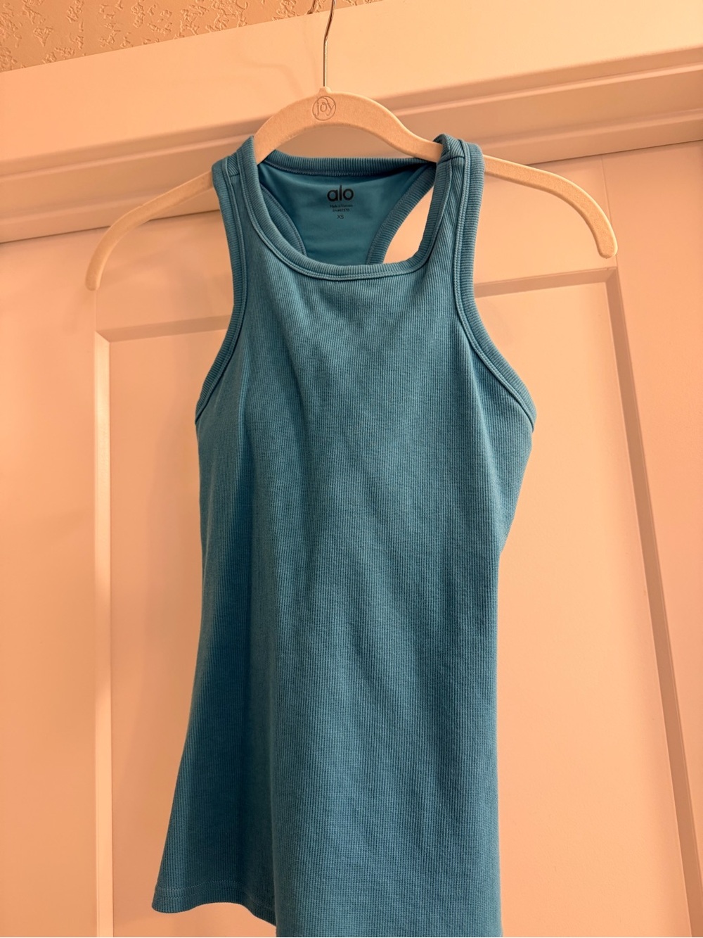 ALO Yoga Teal Ribbed Tank Top